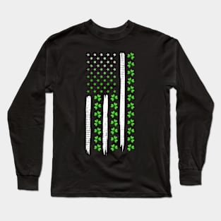 Shamrock America Flag St. Patrick's Day Long Sleeve T-Shirt